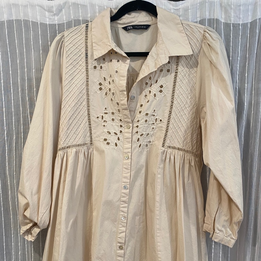 Zara cream white babydoll dress